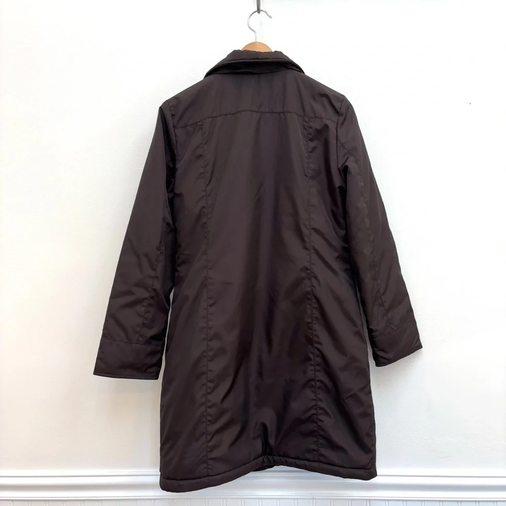 Michael Kors Zip Front Mid Length Parka Coat Removeable Hood Chocolate Brown S